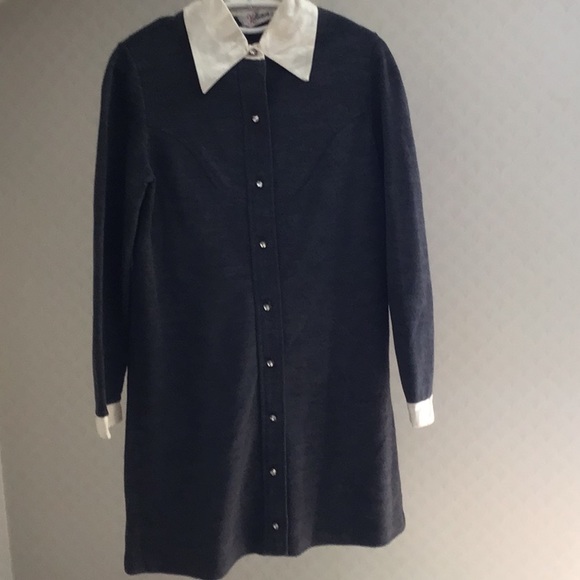 Vintage wool dress crystal buttons - Picture 2 of 6